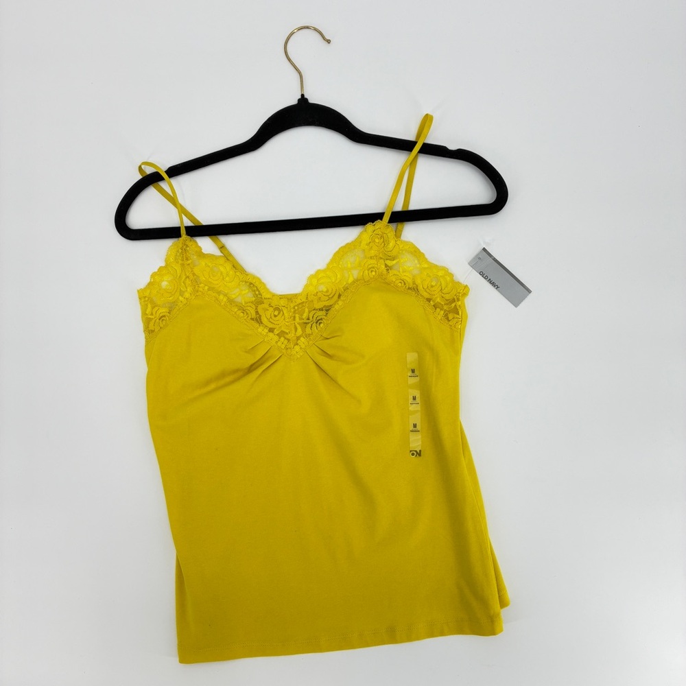 Old Navy Women’s Y2K Camisole Spaghetti Strap Tank Top Lace Medium Yellow NWT